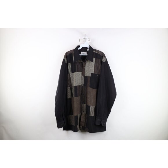 Vtg 90s Y2K Streetwear Mens Large Faded Baggy Checkered Collared Button Shirt - Picture 1 of 13